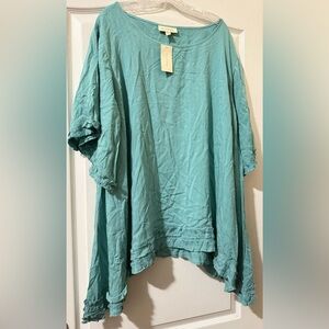 Aveology Seafoam Teal Viscose Short Sleeve Blouse Women’s XL NWT Blouse